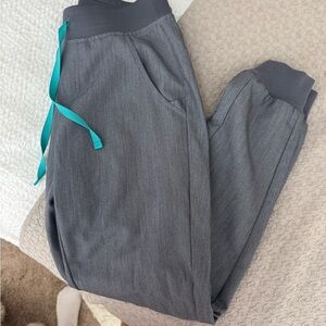 Figs Gray Joggers with Teal Accent